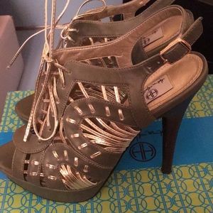 Olive and silver heels